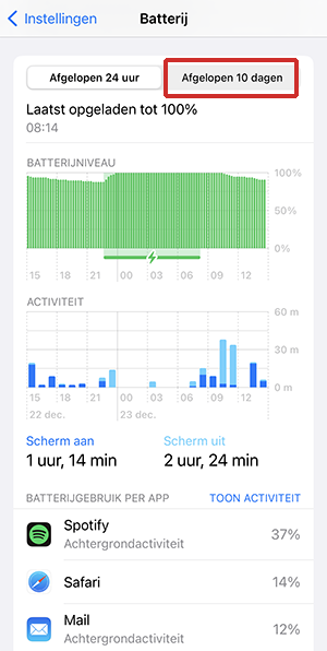 App Instellingen Batterij